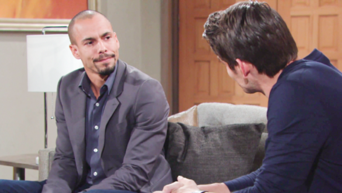 The young and the Restless: Adam Newman (Mark Grossman) and Devon Hamilton (Bryton James)