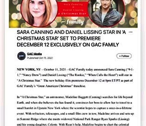 Daniel Lissing Stars In GAC Movie – A Christmas Star 1