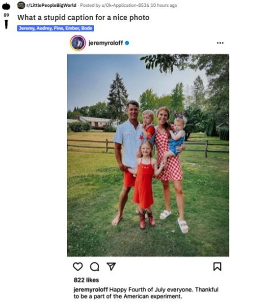 LPBW Fans Call Out Jeremy Roloff For Silly American Experiment Comment 1