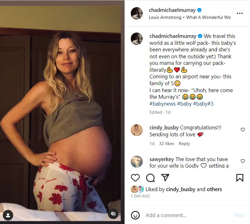 Chad Michael Murray teased upcoming baby girl