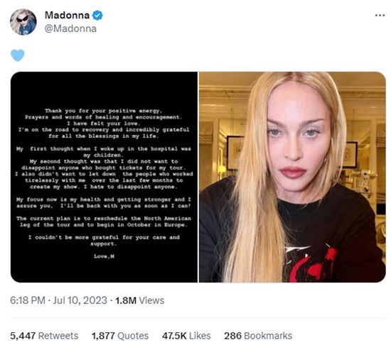 Madonna Issues A Statement On Her Health and Celebration Tour