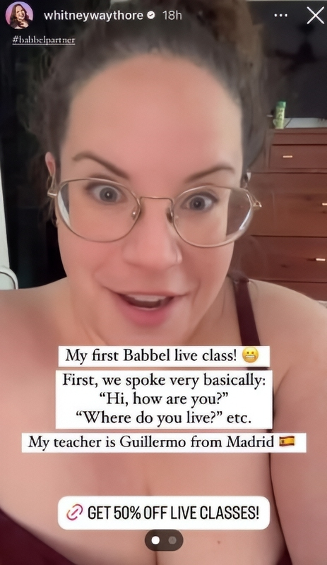 Whitney Way Thore Promotes Language App - Instagram Via Reddit