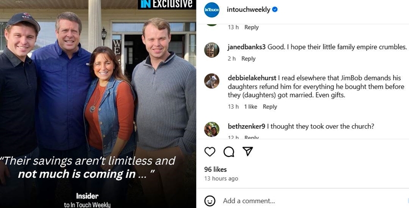 Counting On Financial Woes For Jim Bob Duggar Family - InTouch Weekly - Instagram