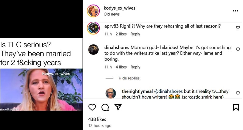 Sister Wives Is Covering Too Much Old News - TLC Via Kodys Ex Wives - Instagram