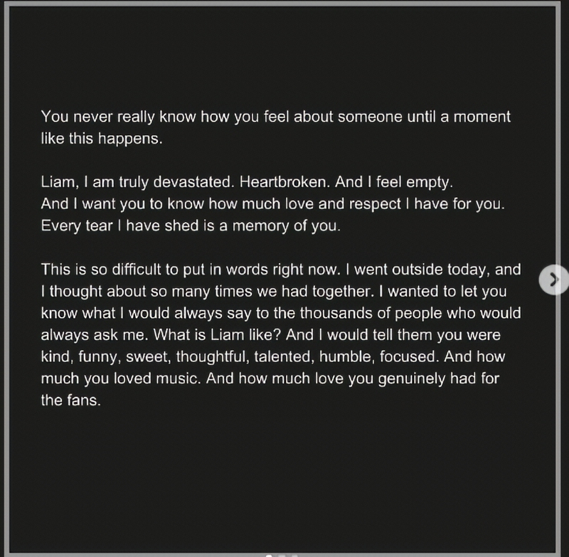 Simon Cowell's Tribute To Liam Payne - Instagram