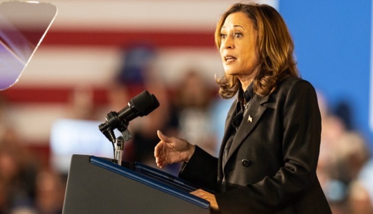 Vice,President,Kamala,Harris,Speaks,On,The,Stage,As,She