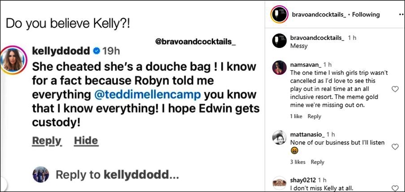 RHOC Alum Kelly Dodd Hopes Teddi Mellencamp Loses Her Kids - Instagram