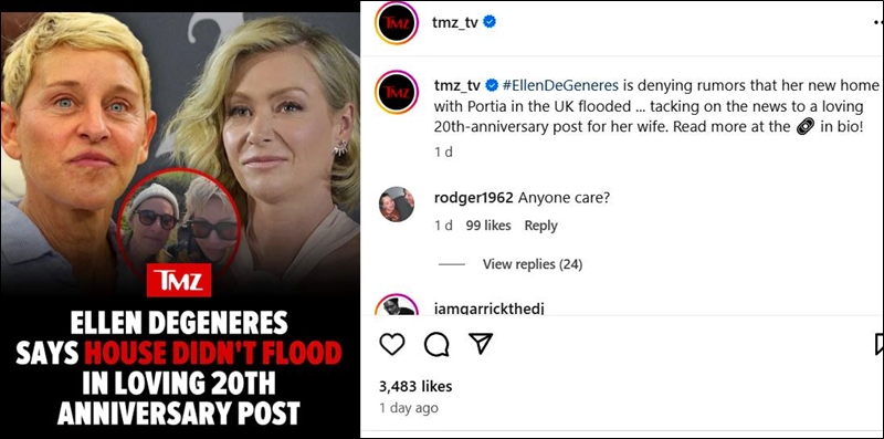 Ellen DeGeneres Denies UK House Flood - TMZ - Instagram