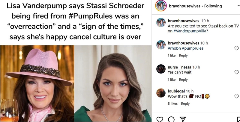 Lisa Vanderpump Comments On Stassi Schroeder and Cancel Culture - bravohousewives - Instagram