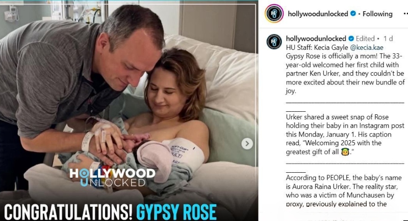 Gypsy Rose And Ken Urker With Their Baby - Hollywood Unlocked - Instagram