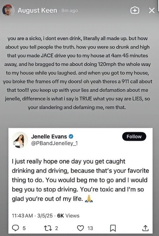 The Bickering Continues between Jenelle Evans and August Keen - TikTok Via Reddit
