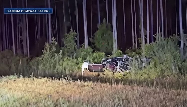 The scene of the car accident – Highway Patrol Florida via WCVB Channel 5 Boston YouTUbe