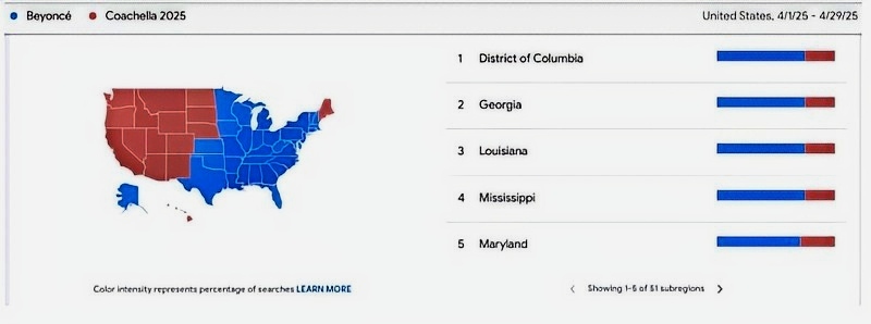 Google Maps Show A Clear Divide - Beyoncé vs Coachella - Google Trends Newsletter