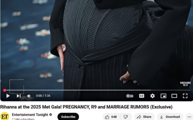 RIRI Shows Off Her Pregnancy At The Met Gala - Entertainment Tonight- YouTube (1)