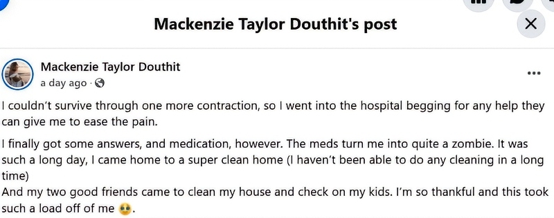 Mackenzie's Facebook post