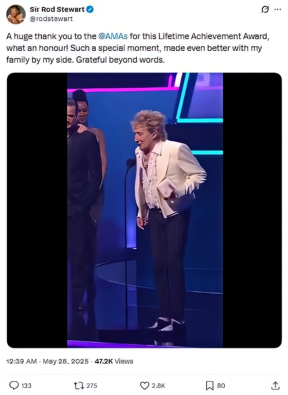Sir Rod posts about his family on X