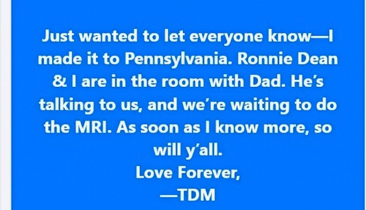 Tyler updates on his dad – Facebook