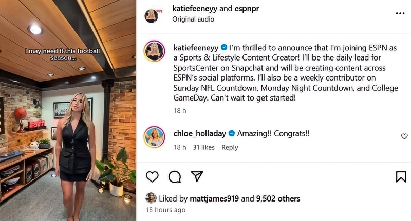 Katie is super-excited about her new job - #katiefeeneyy - Instagram