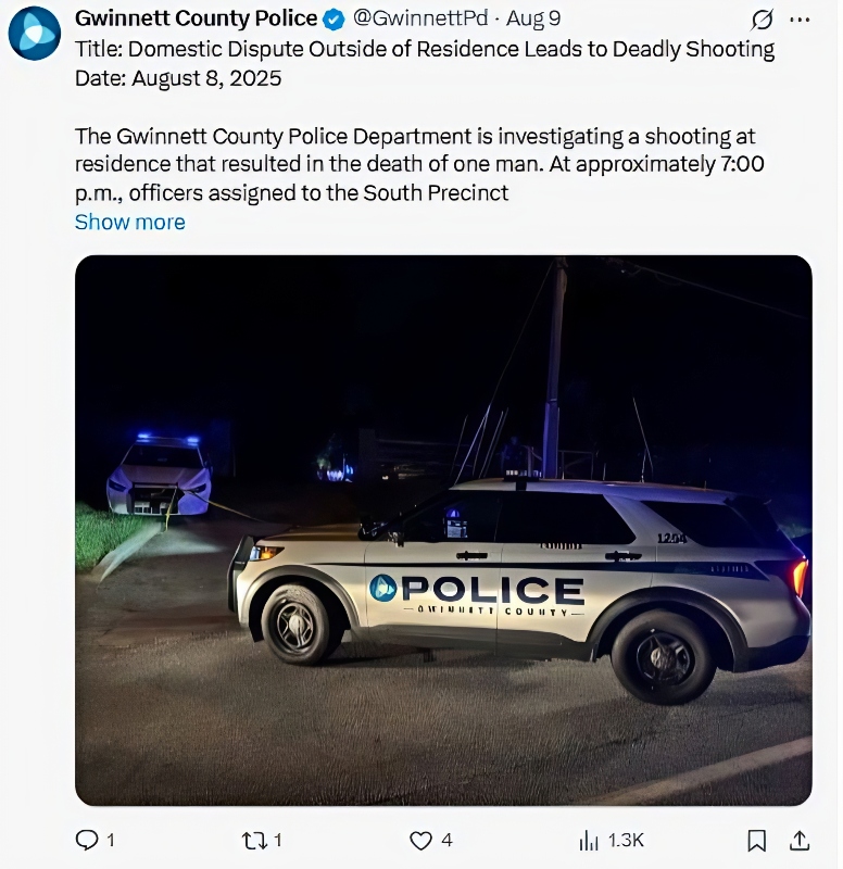 Deadly shooting - Gwinnett County Police - X