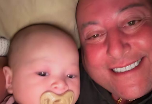 David sits up with his baby – Instagram