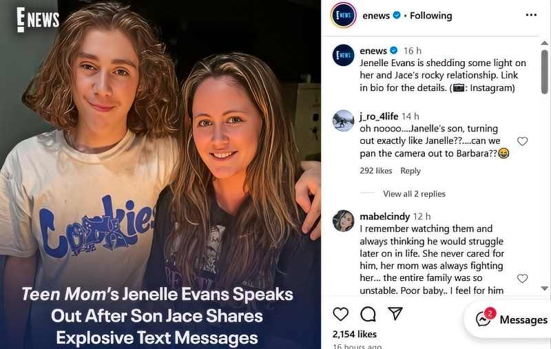 Jenelle and Jace Clash - E News - Instagram