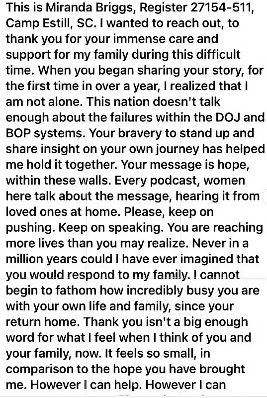 Todd shares a grateful inmate - Instagram