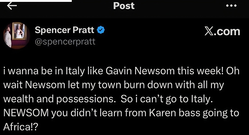 Spencer shared a post from X about Gavin On Instagram