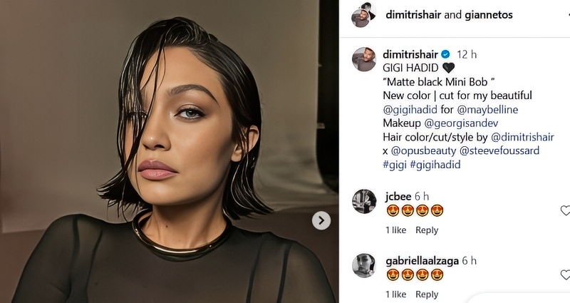 Gigi's new style gets plenty of fire emojis - via @dimitrishair - Instagram